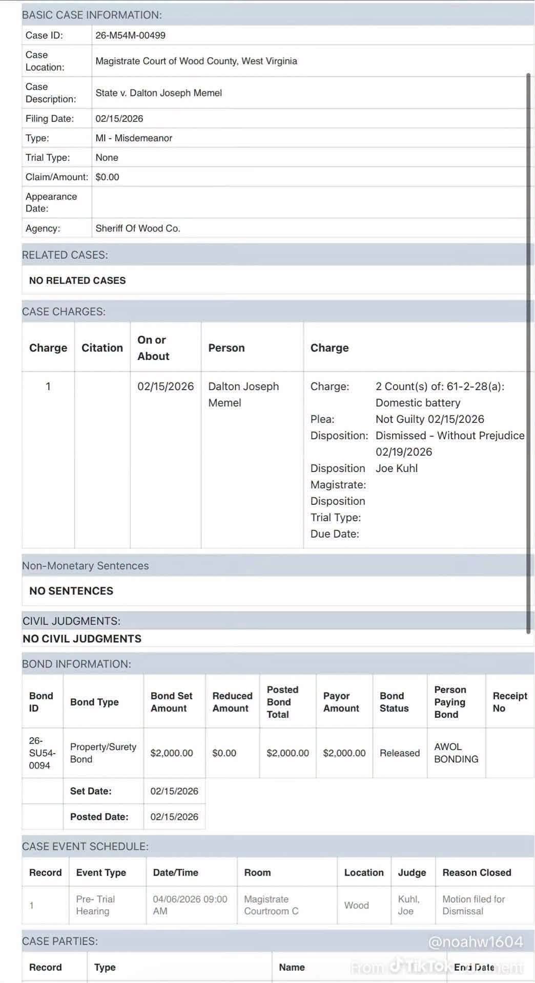 Dalton Joseph Memel Arrested